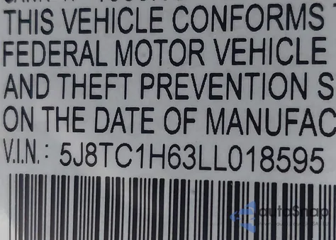 2020 Acura Rdx A-Spec Package from USA, damaged, VIN 5J8TC1H63LL018595